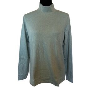 NWT L.L. Bean Saltwater Blue Mock Turtleneck Long Sleeve Shirt Size Medium